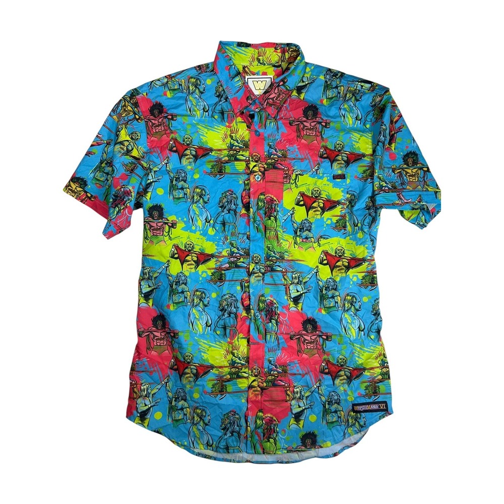 RSVLTS x WWE Kunuflex Hulk Hogan Ultimate Warrior Men's Large Button Front Shirt